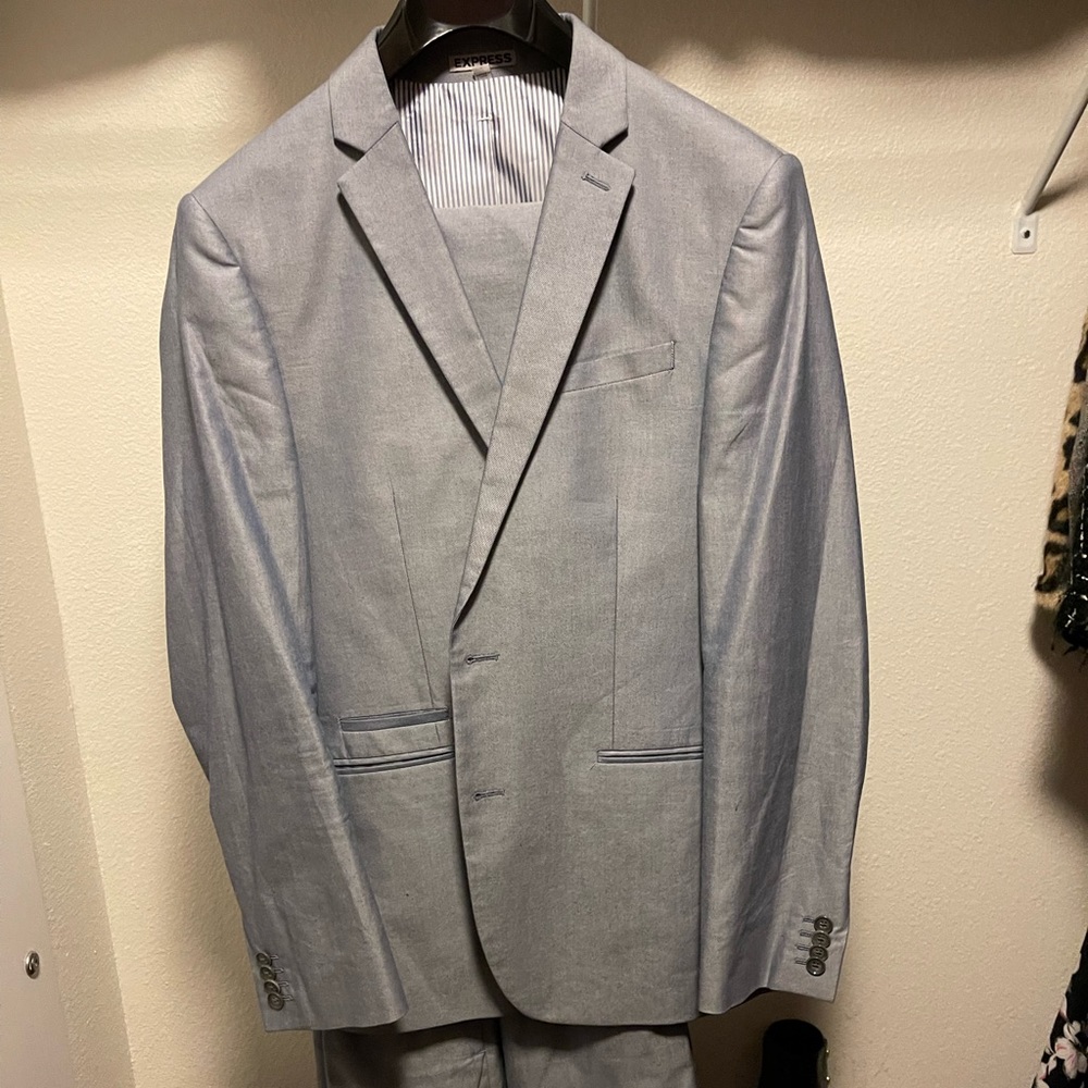 Mens silver sheen suit jacket and pants from Express